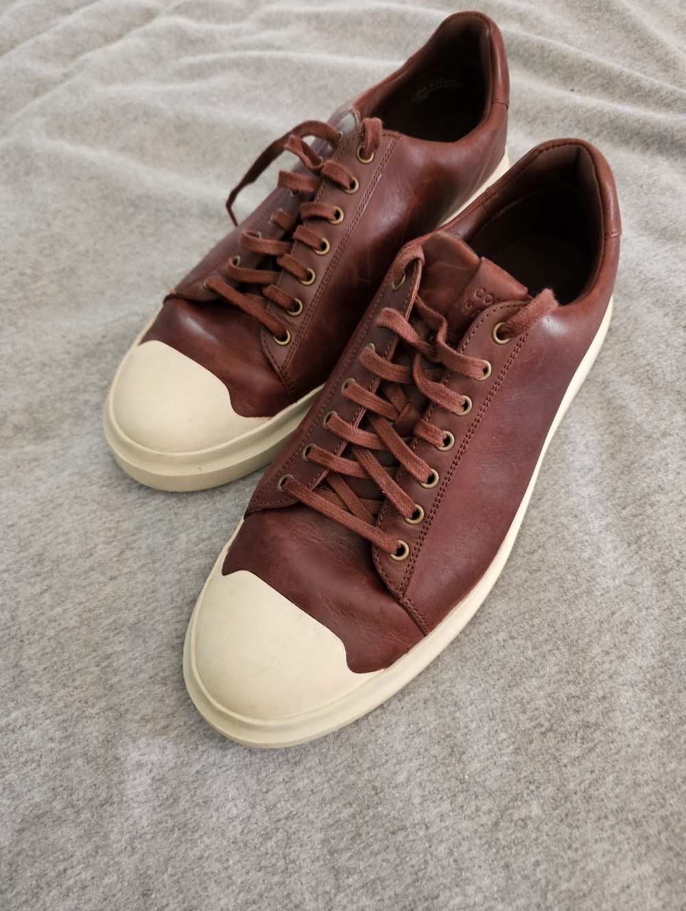 Men's Casual Leather Sneakers - Brown Size 11